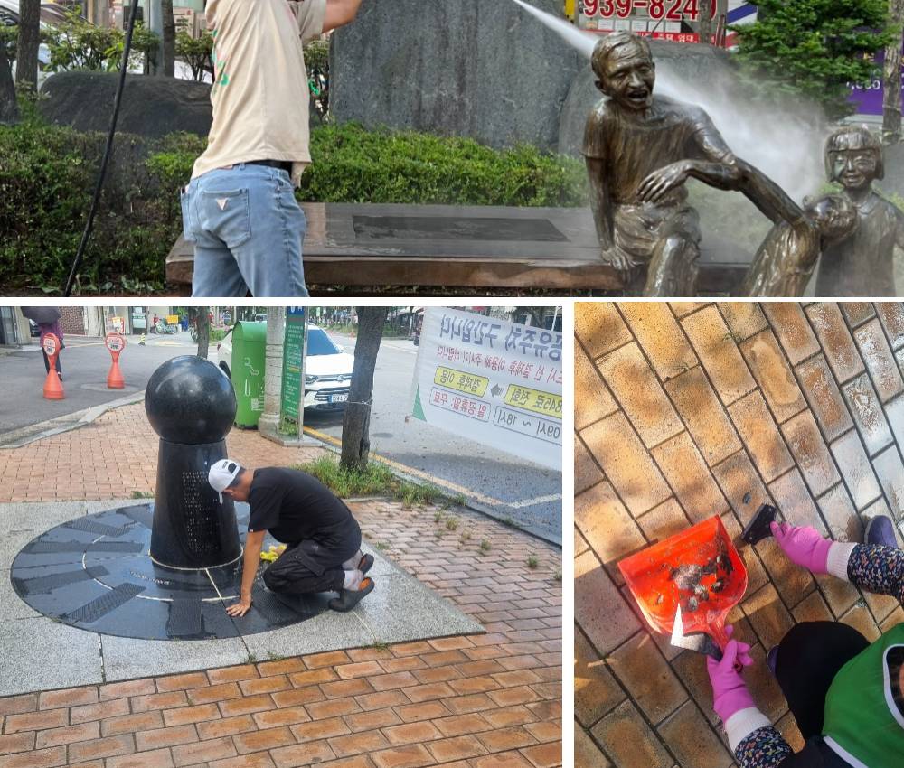 판교 궁내동 청소업체 야외 옥상 정원 청소 - 직장인들을 위한 안락한 휴식 공간 관한 작업사진입니다.